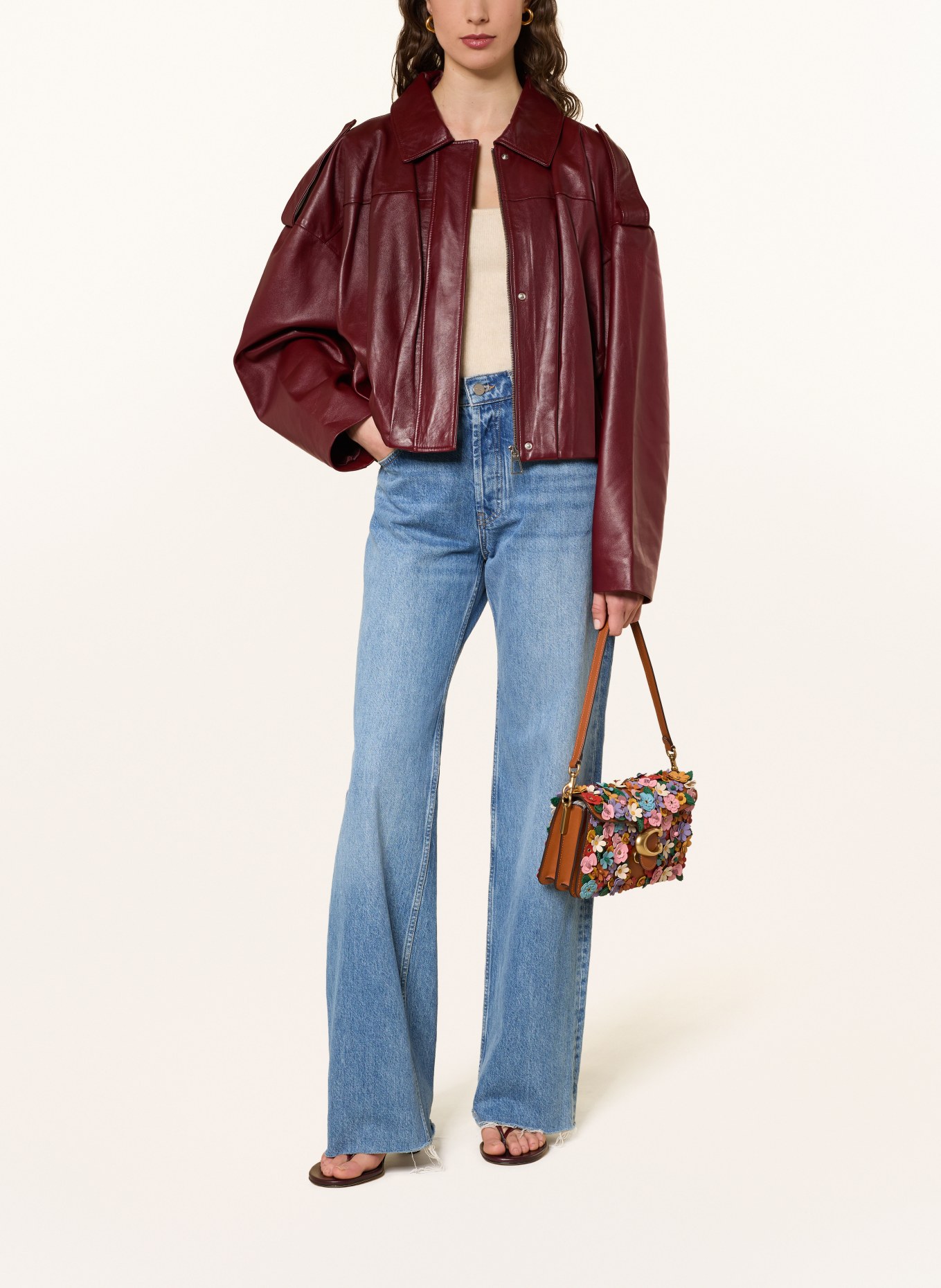 COACH Schultertasche TABBY: BRAUN / ROT / GELB