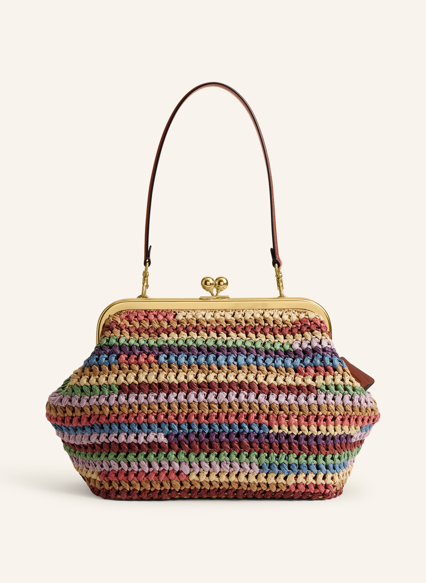 COACH KISSLOCK FRAME 27 Handbag: CAMEL / RED / BLUE