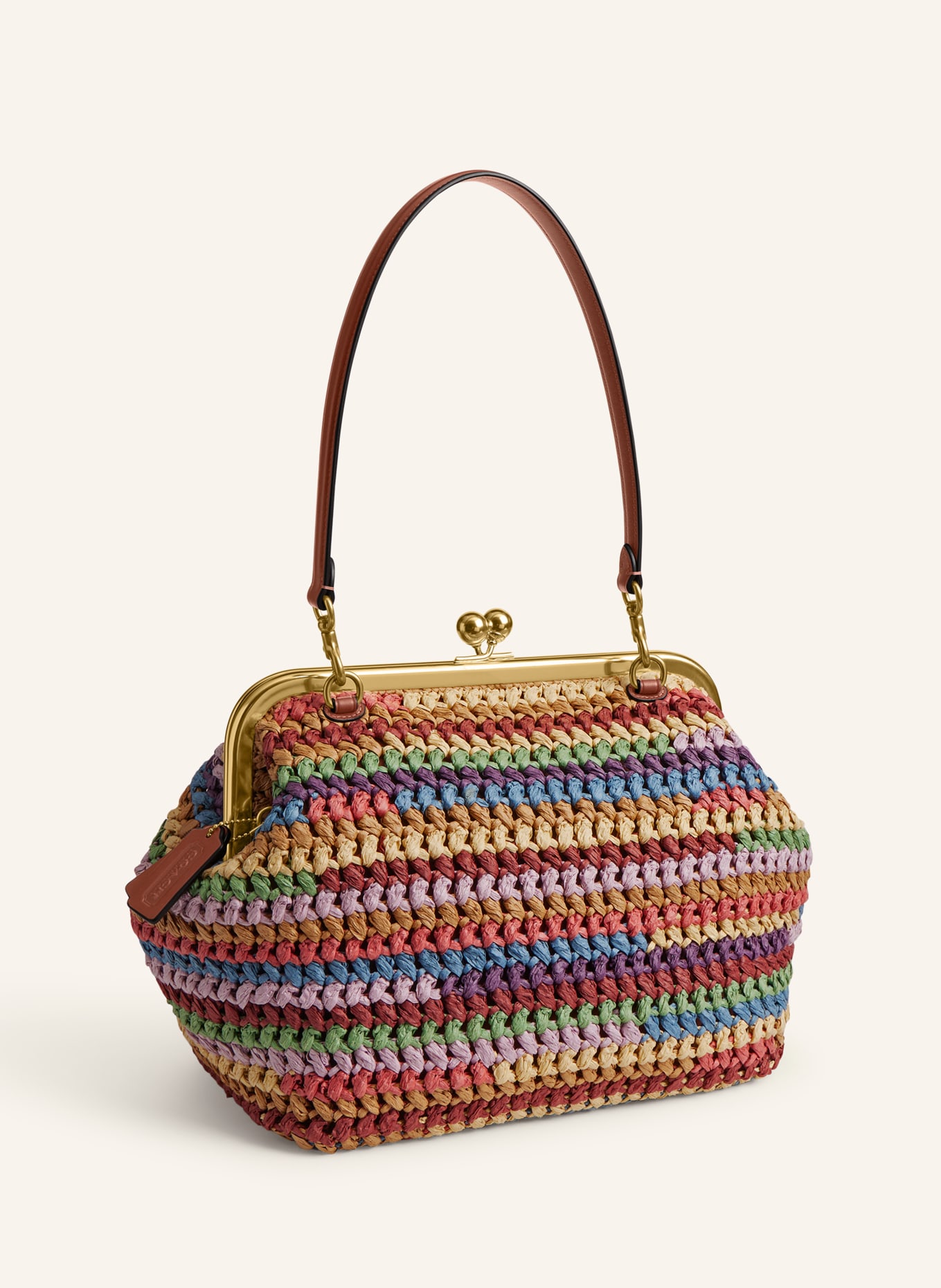 COACH KISSLOCK FRAME 27 Handbag: CAMEL / RED / BLUE