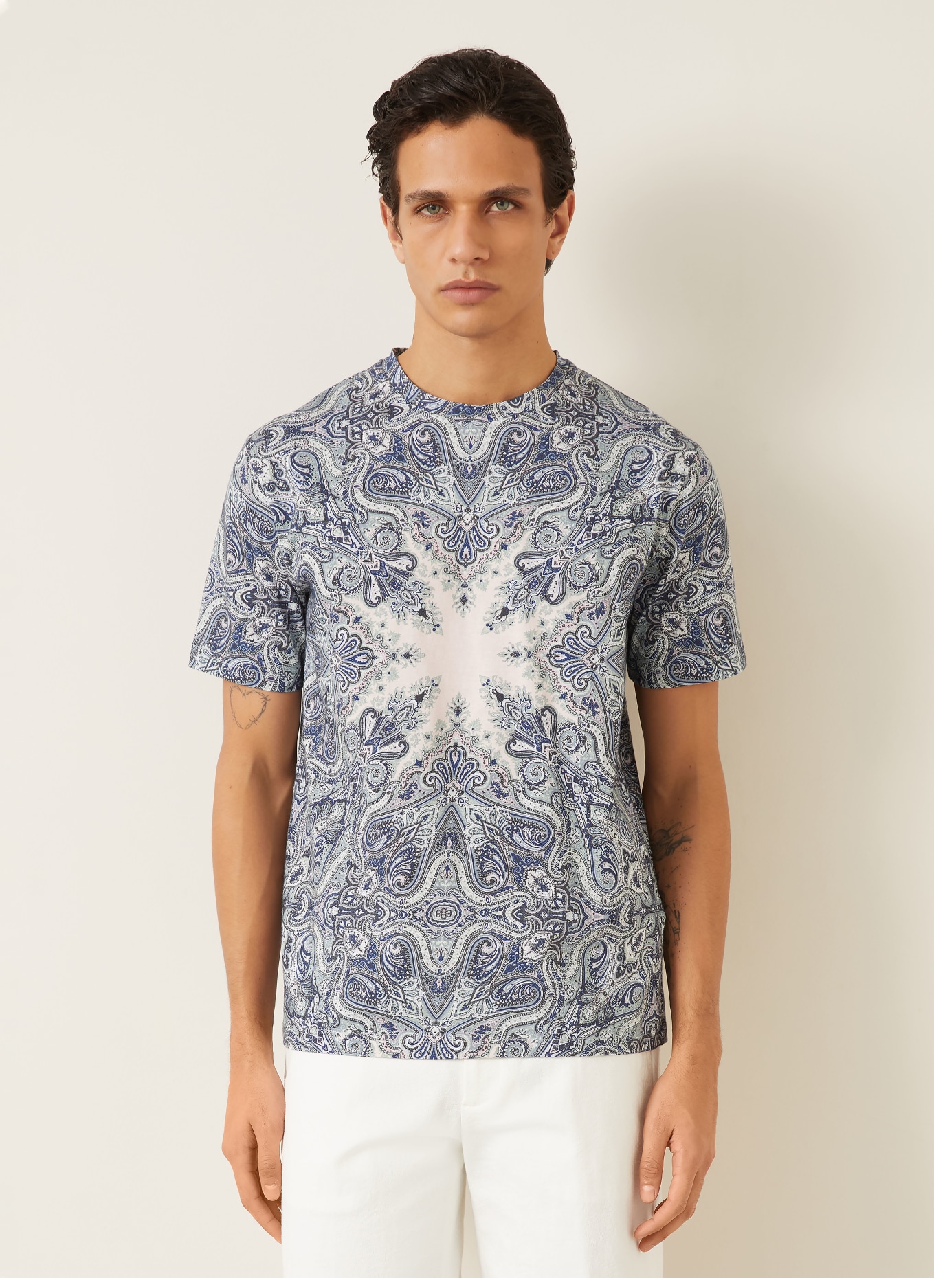 ETRO T-shirt: BLAUW / ROSE CLAIR