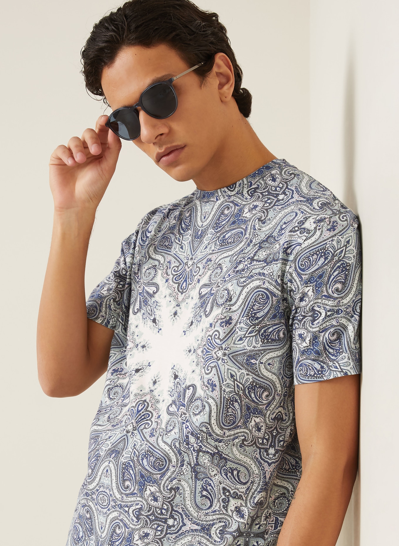 ETRO T-shirt: BLAUW / ROSE CLAIR