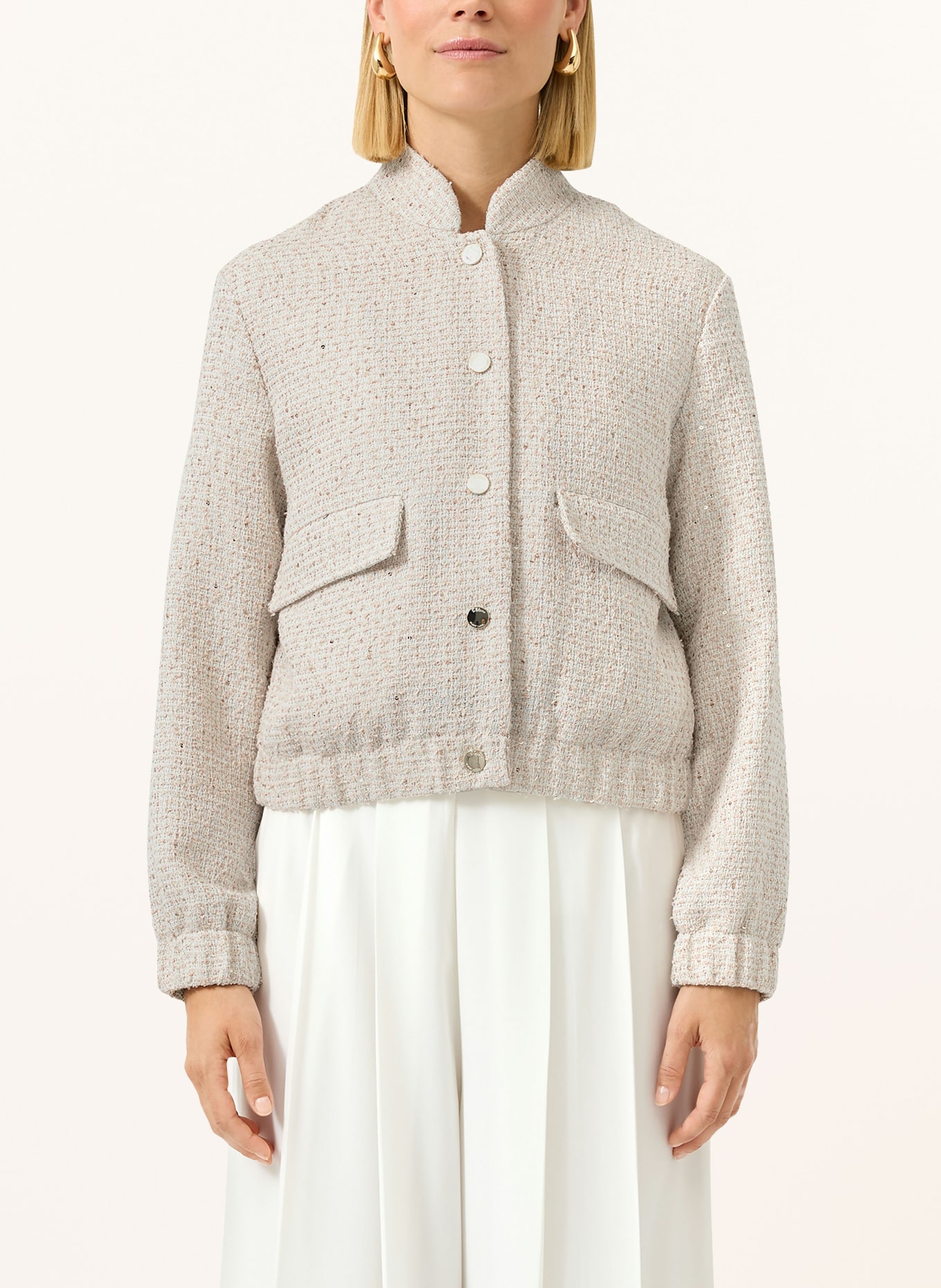 s.Oliver BLACK LABEL Tweed-Blouson mit Pailletten: HELLBRAUN