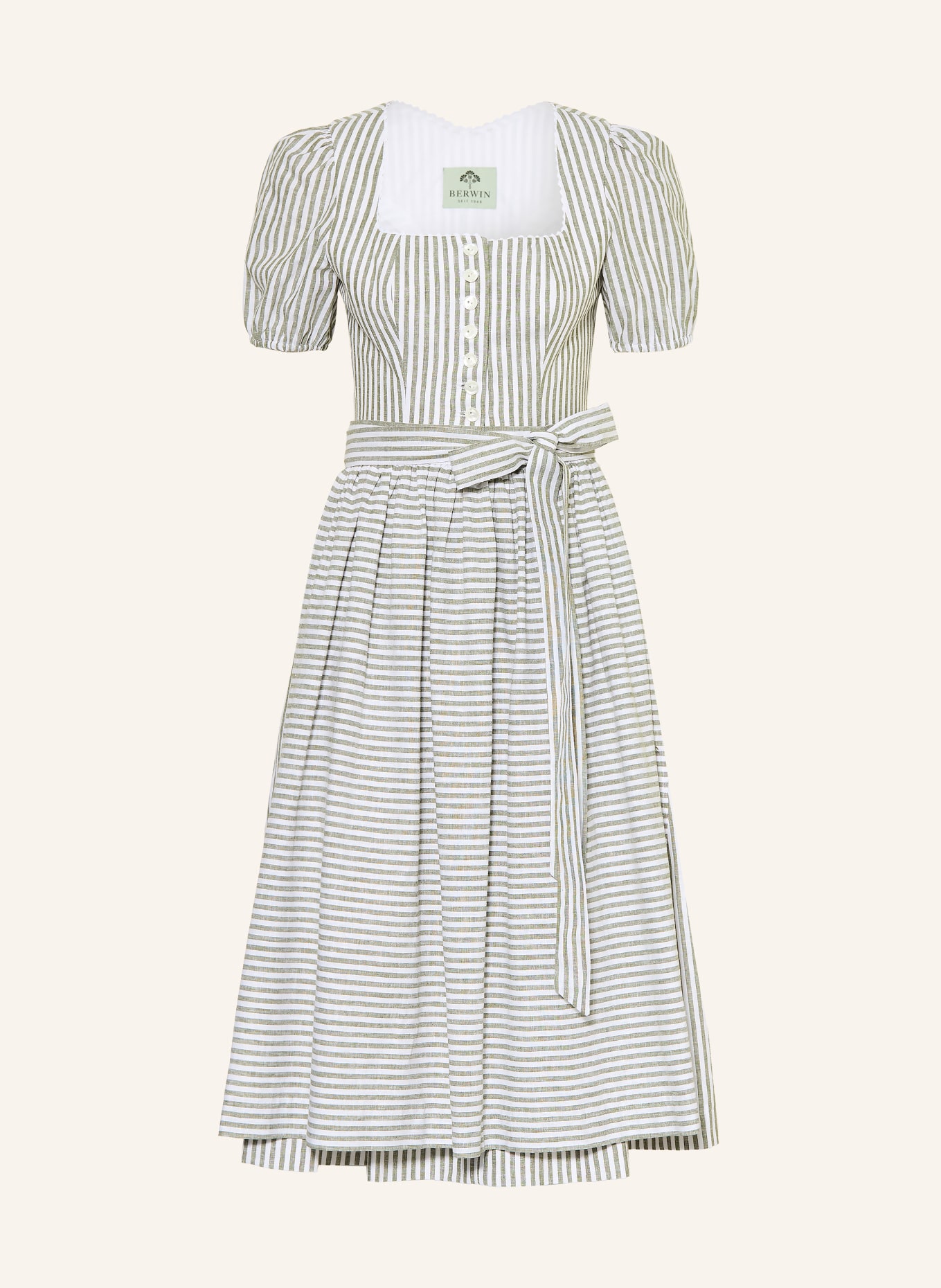 BERWIN & WOLFF Dirndl avec lin: VERT / BLANC