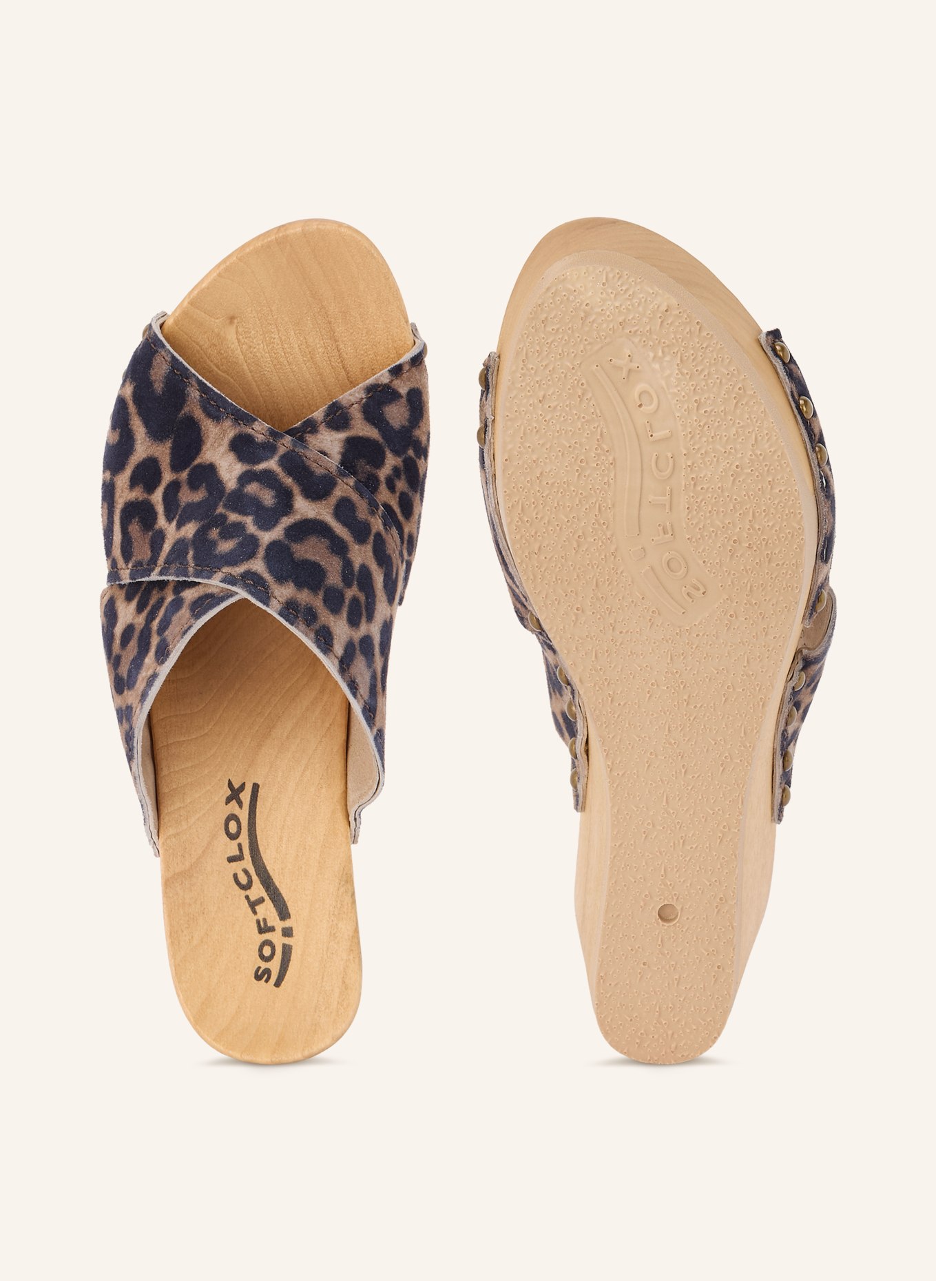 SOFTCLOX ANTJE Platform Wedges: BEIGE / GOLD / BLACK