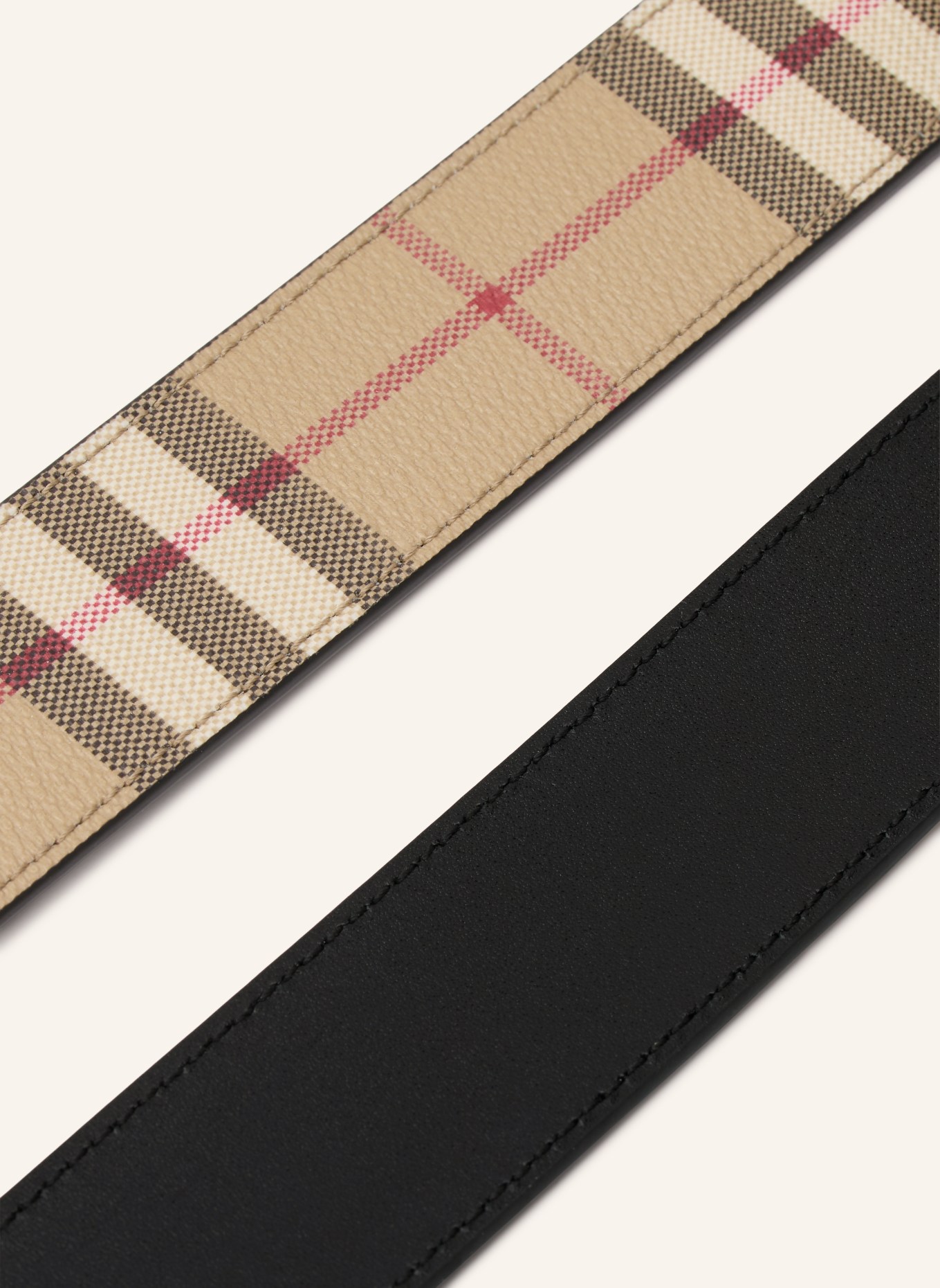 BURBERRY Ledergürtel zum Wenden: HELLBRAUN / SILBER / CAMEL