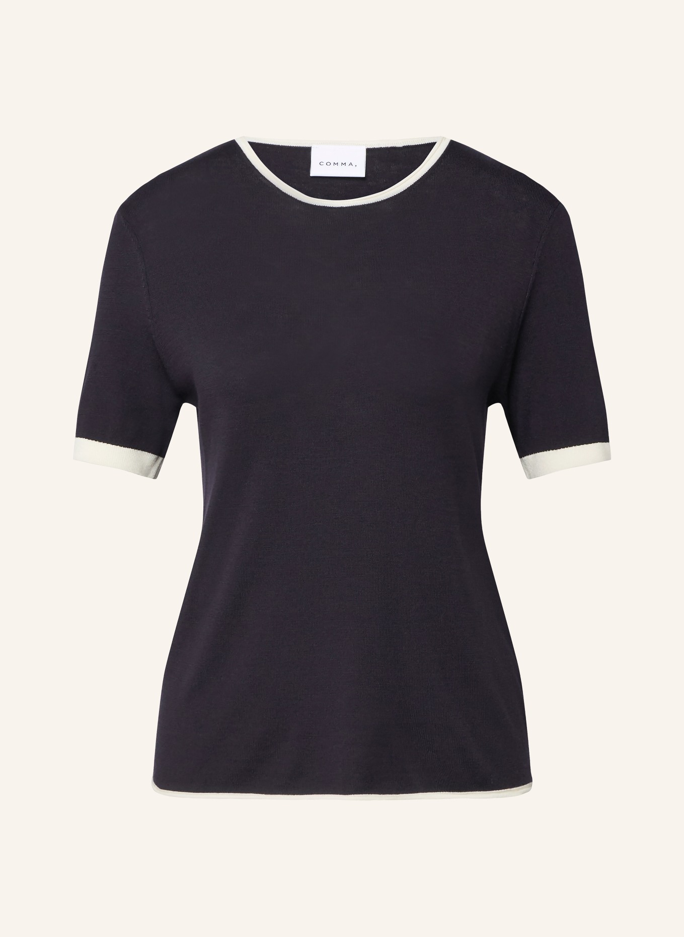 comma gebreid shirt: DONKERBLAUW / WIT