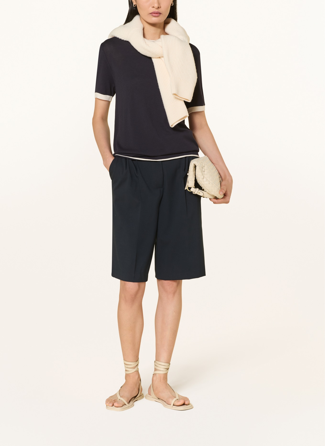 comma gebreid shirt: DONKERBLAUW / WIT