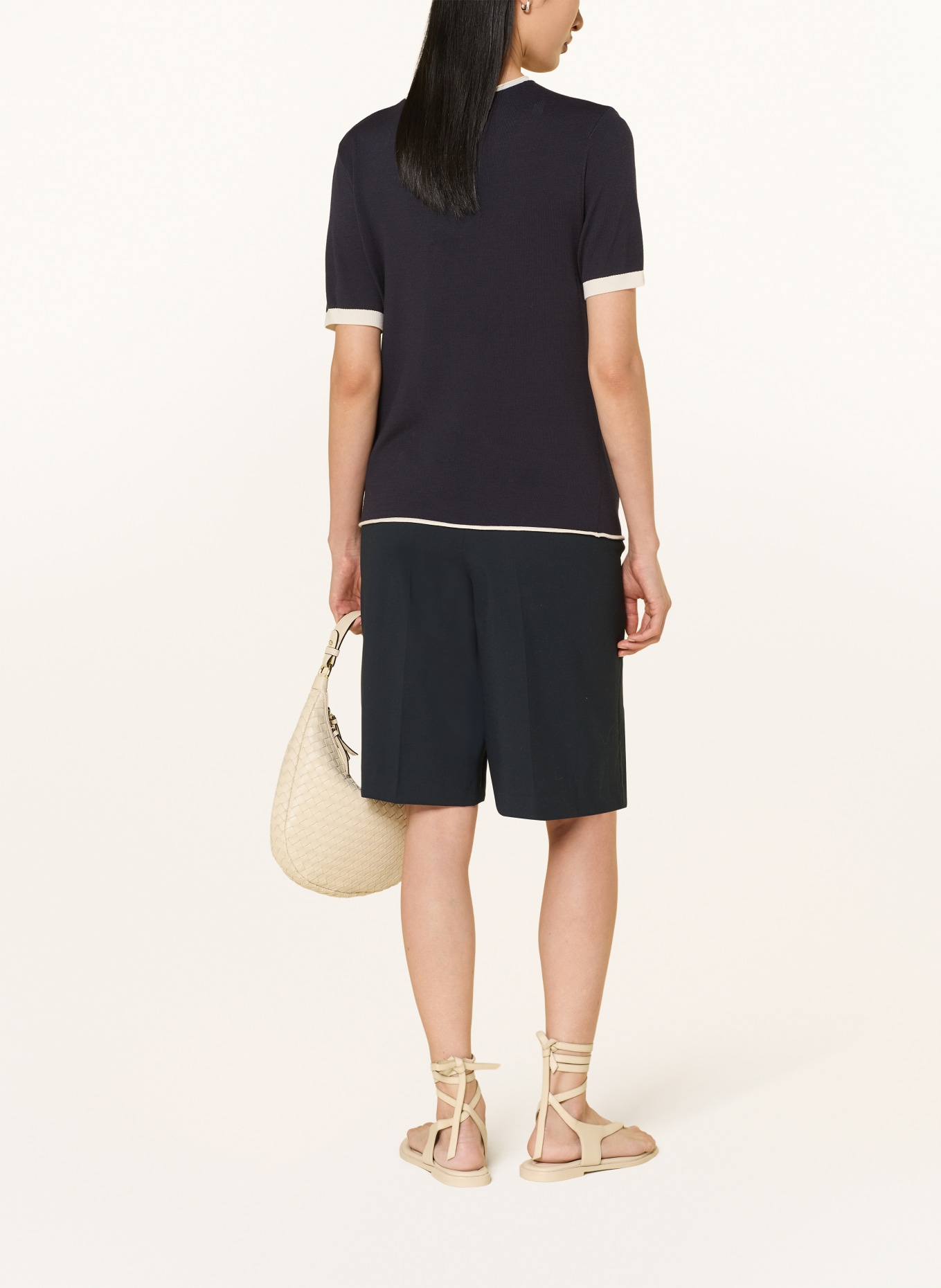 comma gebreid shirt: DONKERBLAUW / WIT