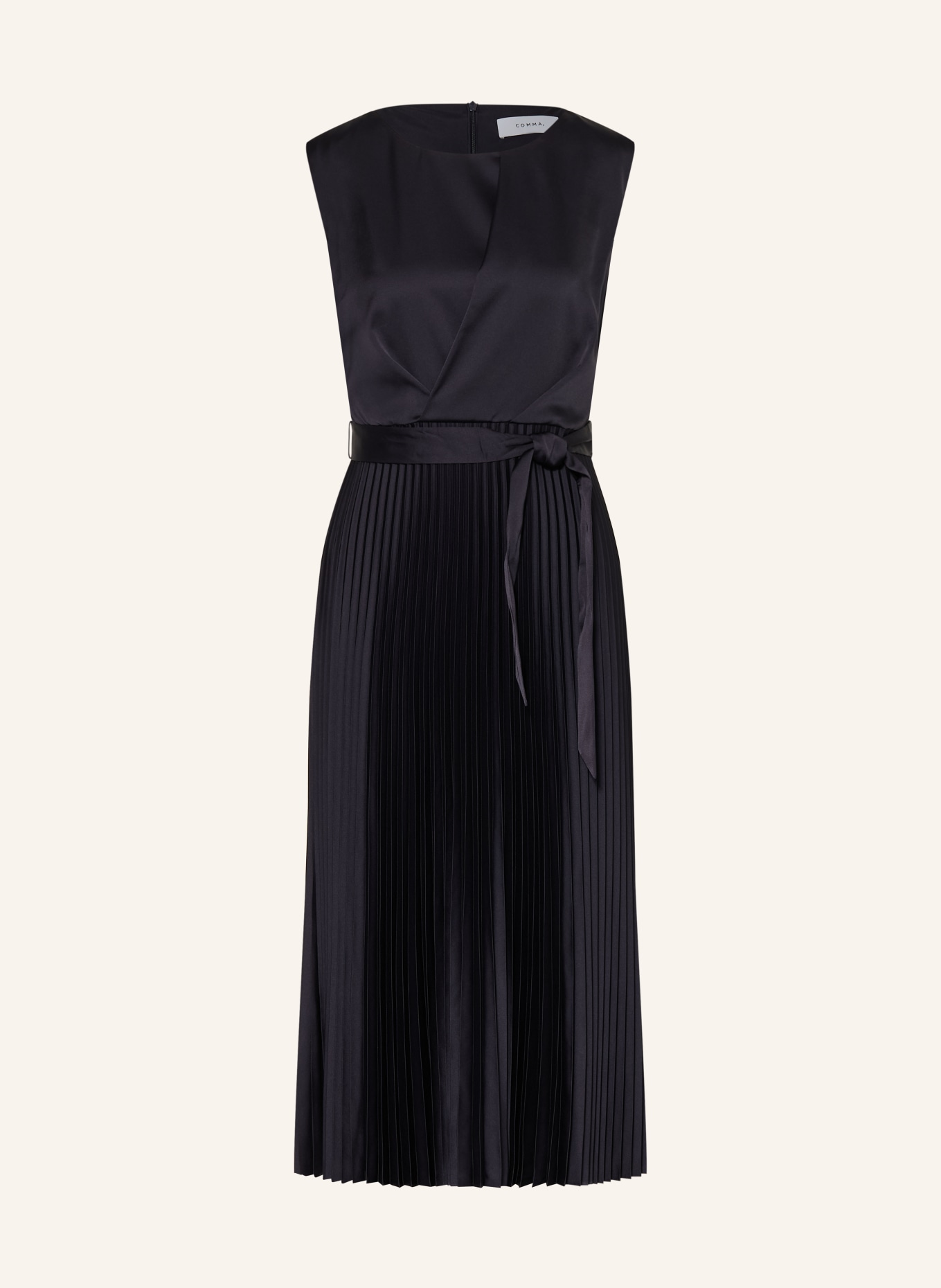 comma Satinkleid mit Plissees: DUNKELBLAU