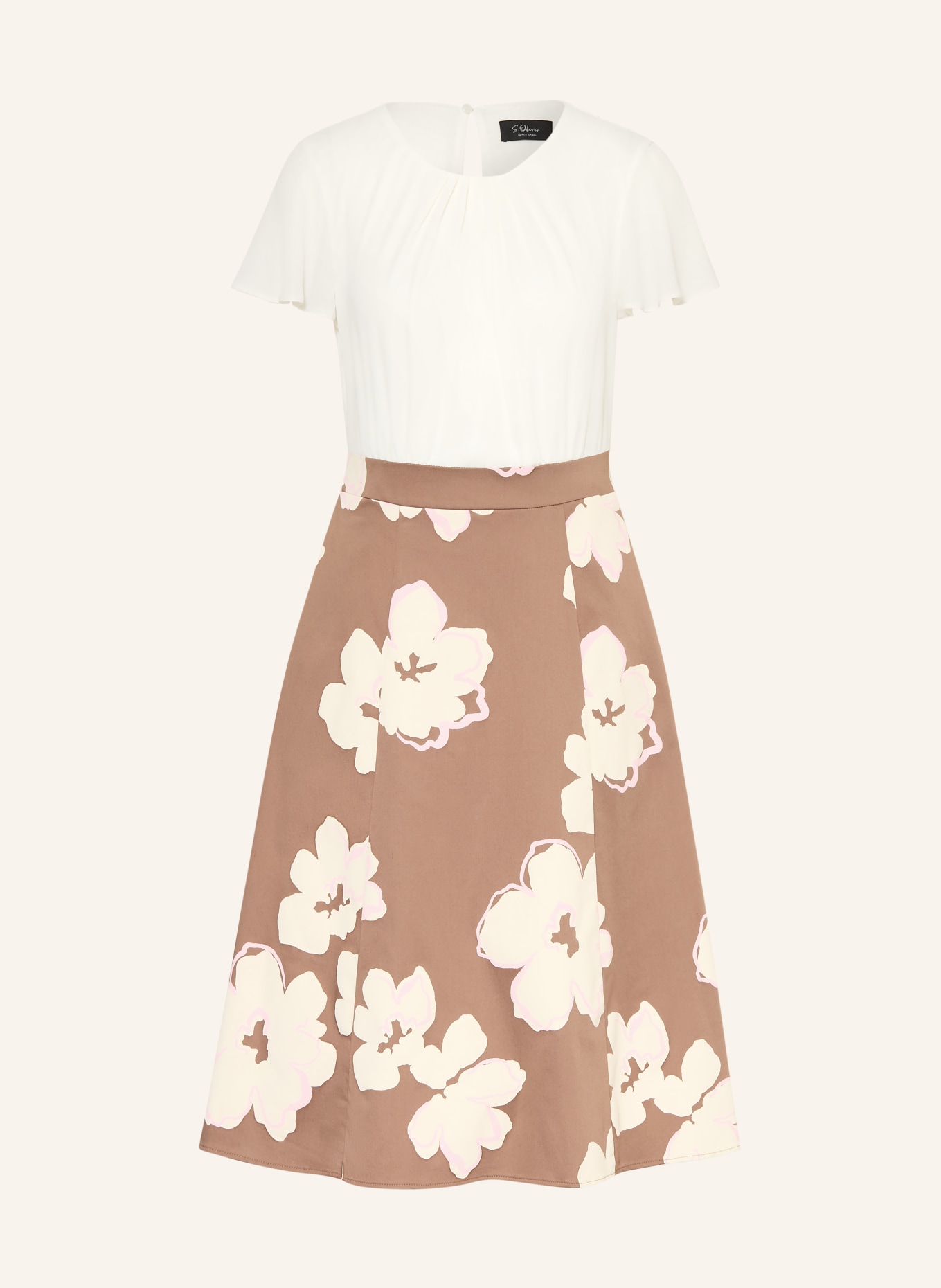 s.Oliver BLACK LABEL Dress in a mix of materials: WHITE / BROWN / PINK