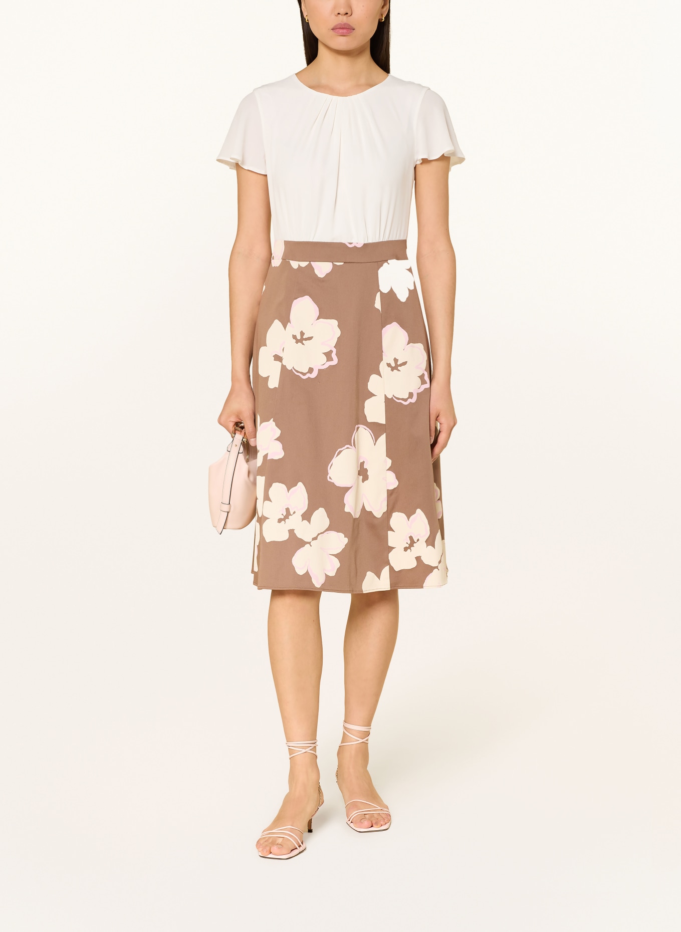 s.Oliver BLACK LABEL Dress in a mix of materials: WHITE / BROWN / PINK