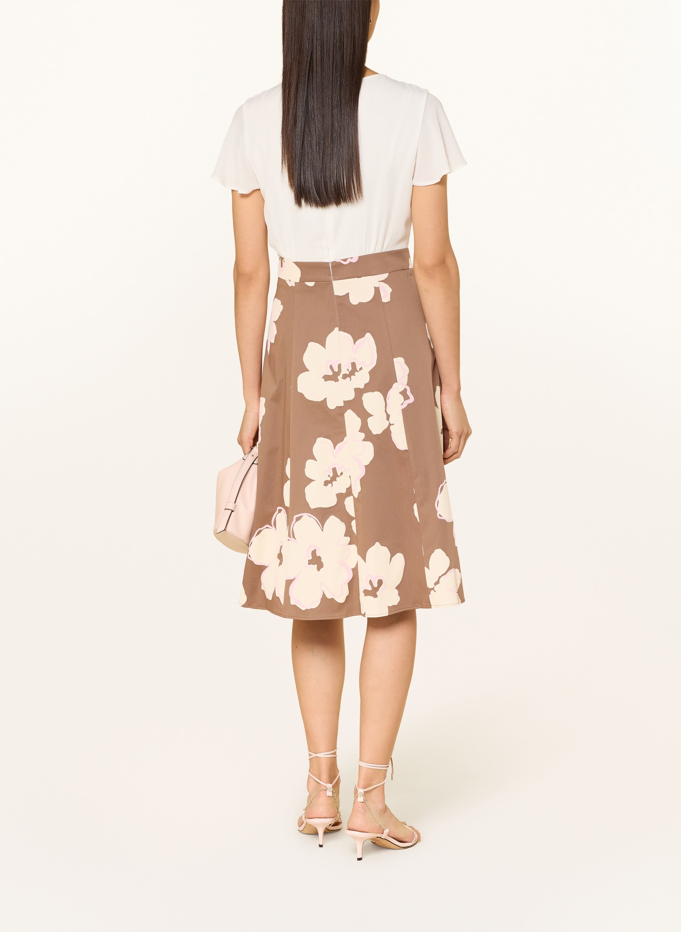 s.Oliver BLACK LABEL Dress in a mix of materials: WHITE / BROWN / PINK