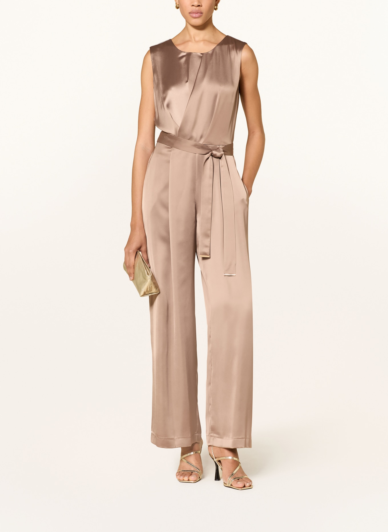 s.Oliver BLACK LABEL Jumpsuit aus Satin: HELLBRAUN