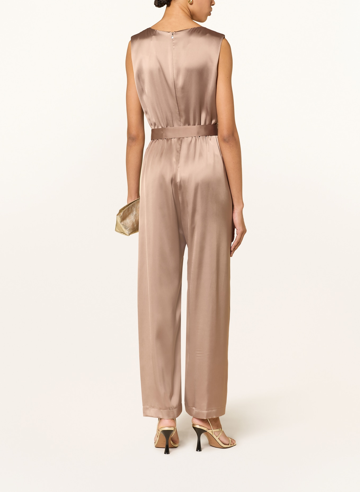 s.Oliver BLACK LABEL Jumpsuit aus Satin: HELLBRAUN