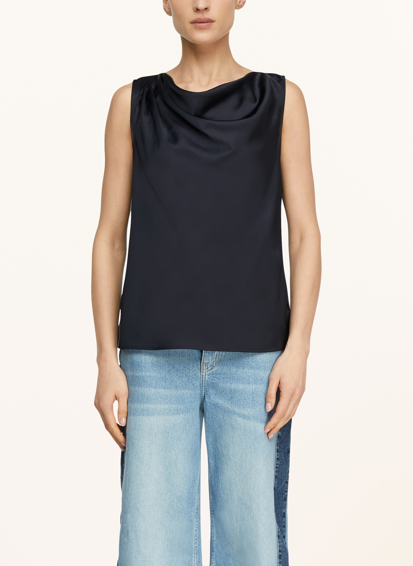 comma Satin blouse: DARK BLUE