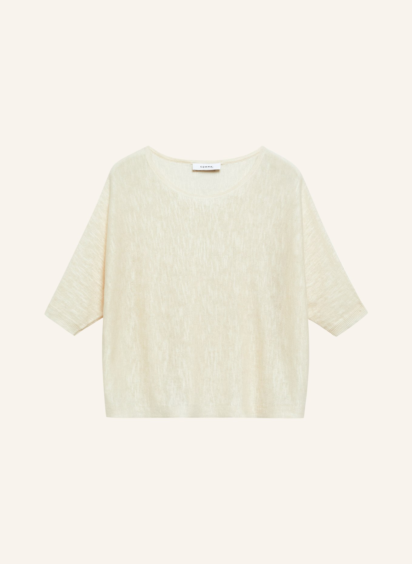 comma Trui met linnen en 3/4-mouwen: ECRU