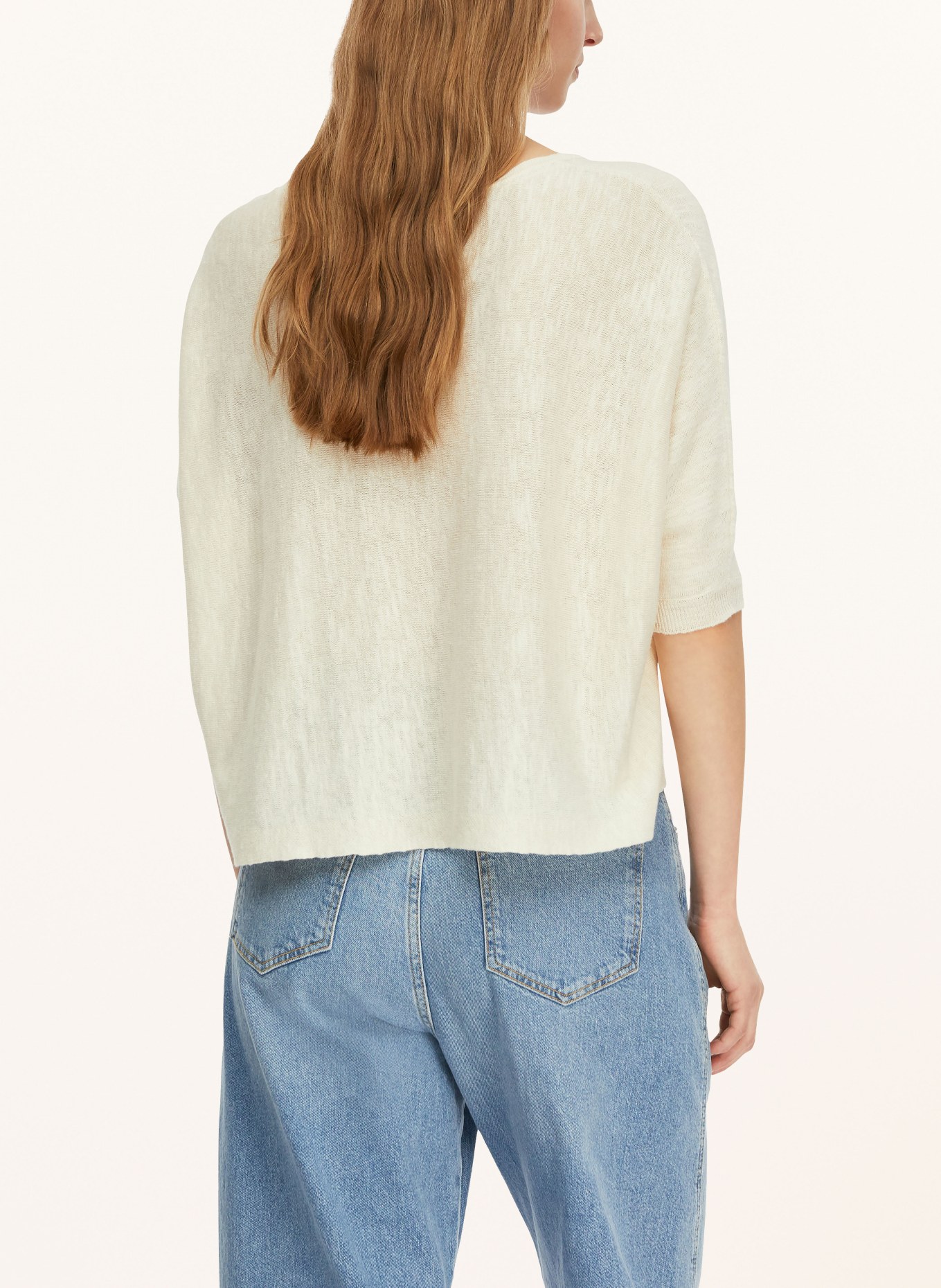 comma Trui met linnen en 3/4-mouwen: ECRU