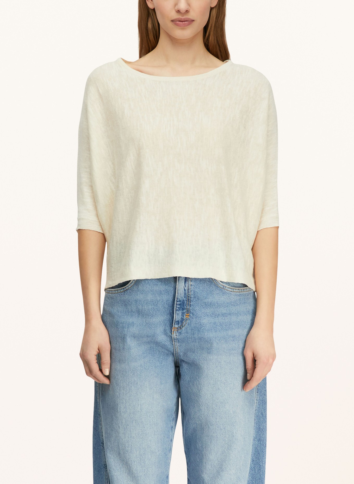 comma Trui met linnen en 3/4-mouwen: ECRU