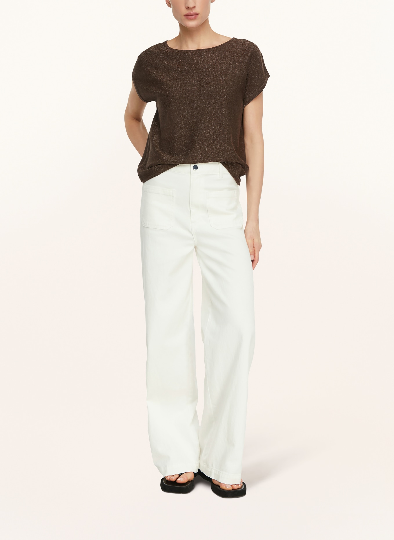 comma Knit shirt: BROWN / GOLD