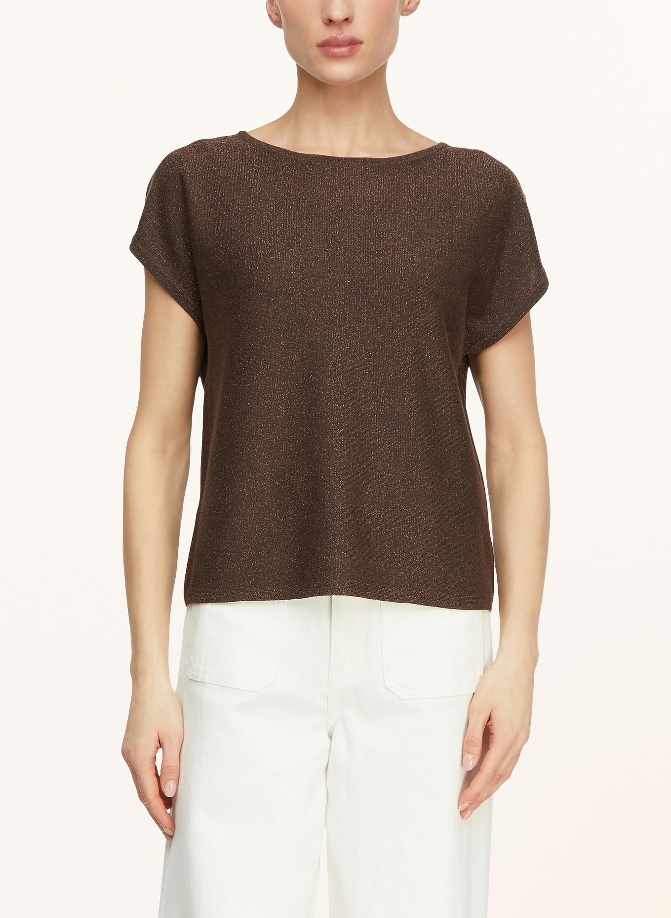 comma Knit shirt: BROWN / GOLD