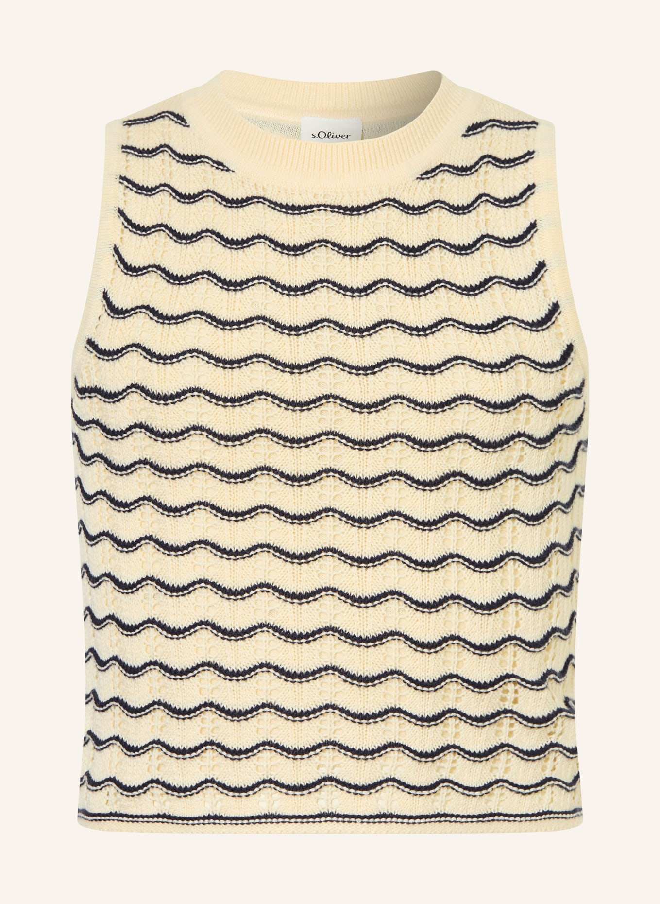 s.Oliver RED gebreide top: CRÈME / DONKERBLAUW