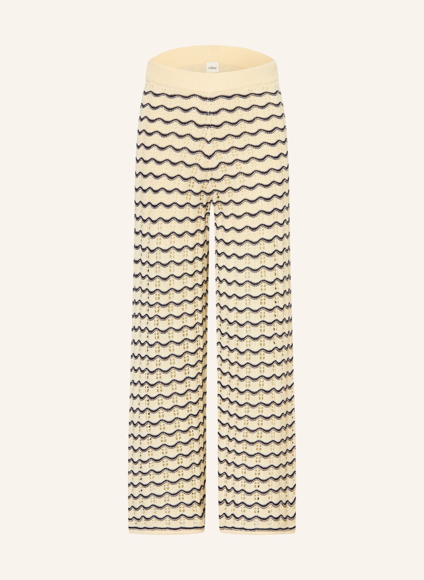 s.Oliver RED Knitted pants: CREAM / DARK BLUE