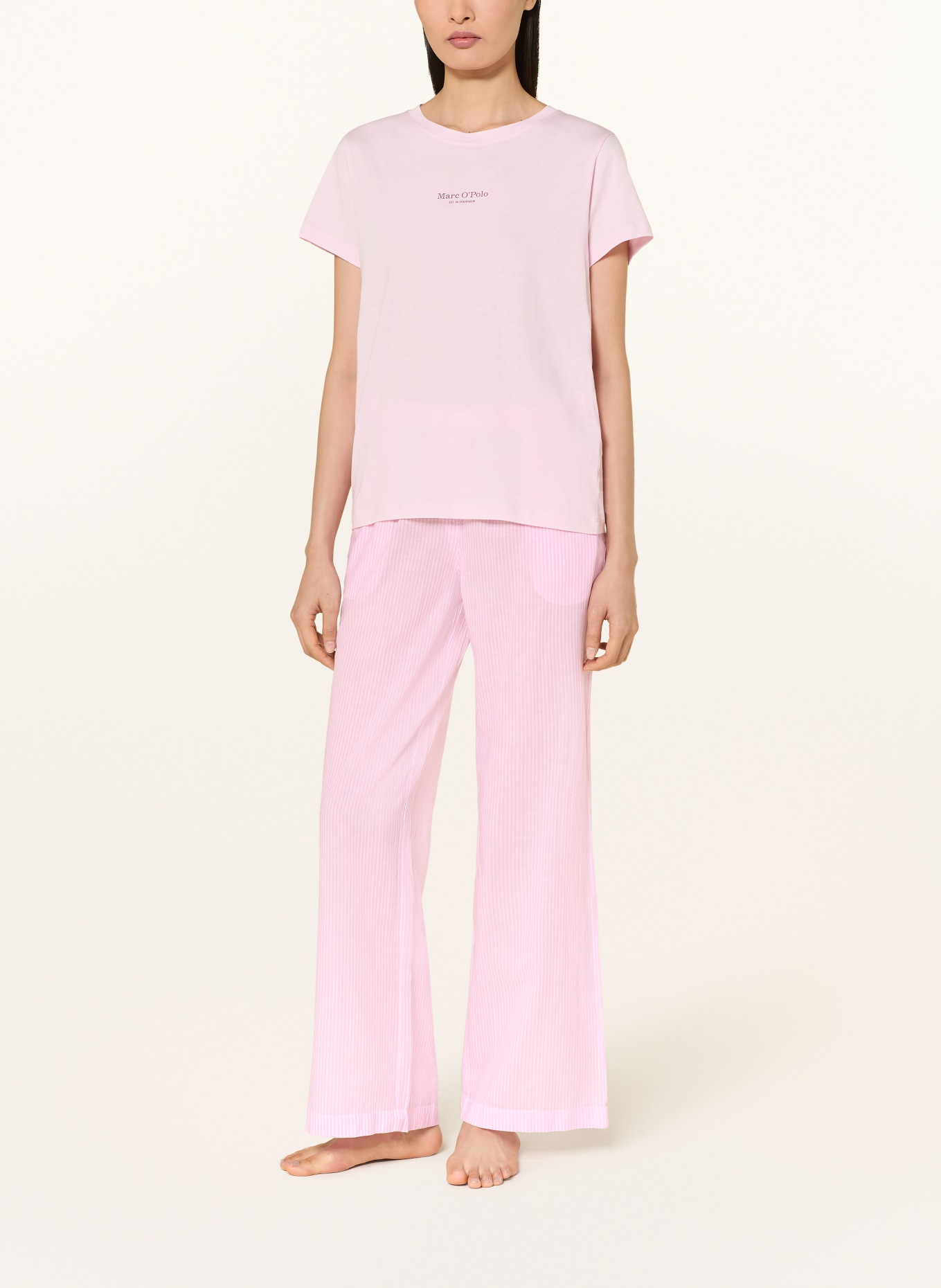 mey Slaapbroek serie COTTON STRIPES: ROZE / WIT