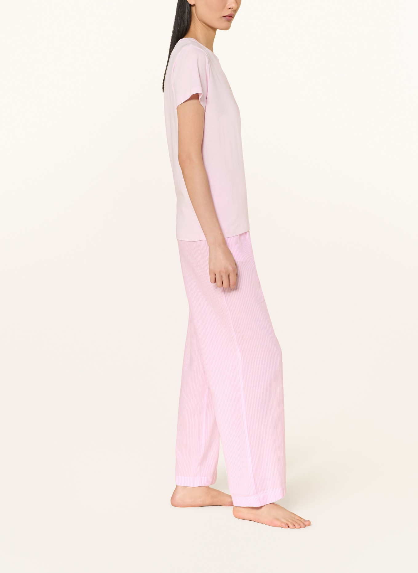 mey Slaapbroek serie COTTON STRIPES: ROZE / WIT