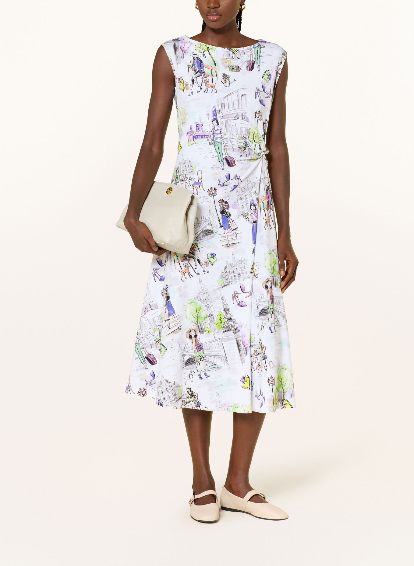 lilienfels robe en jersey: BLANC / LILAS / VERT FLUO