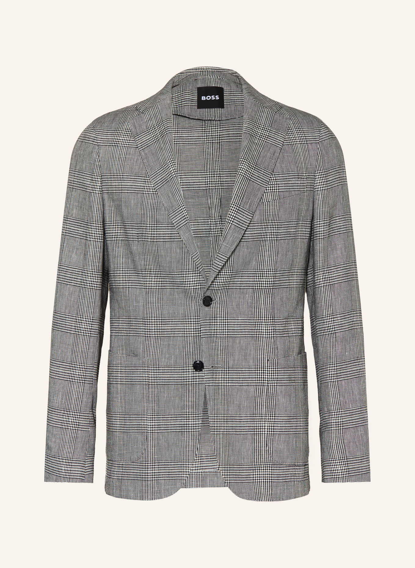 BOSS HANRY slim fit jacket with linen: BLACK / WHITE