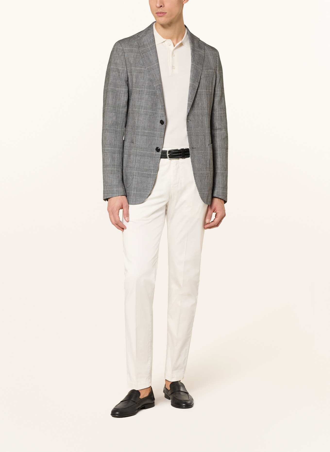 BOSS HANRY slim fit jacket with linen: BLACK / WHITE