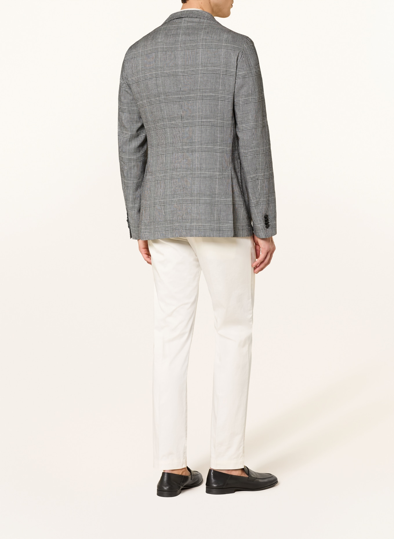 BOSS HANRY slim fit jacket with linen: BLACK / WHITE