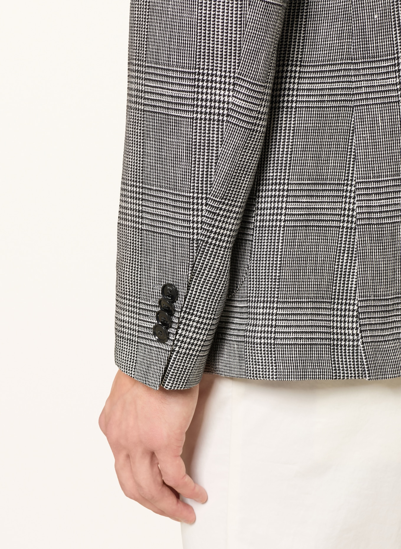 BOSS HANRY slim fit jacket with linen: BLACK / WHITE