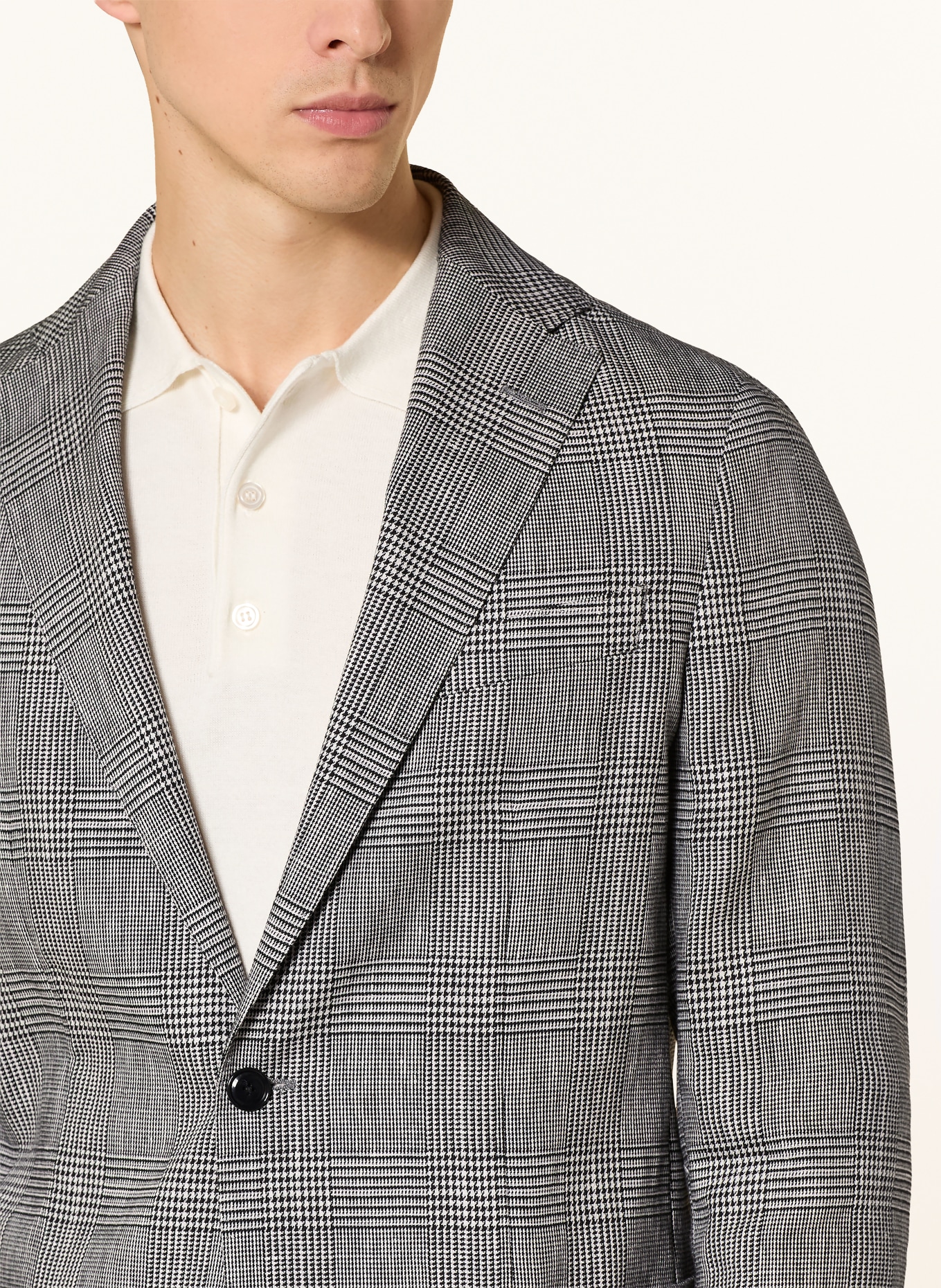 BOSS HANRY slim fit jacket with linen: BLACK / WHITE