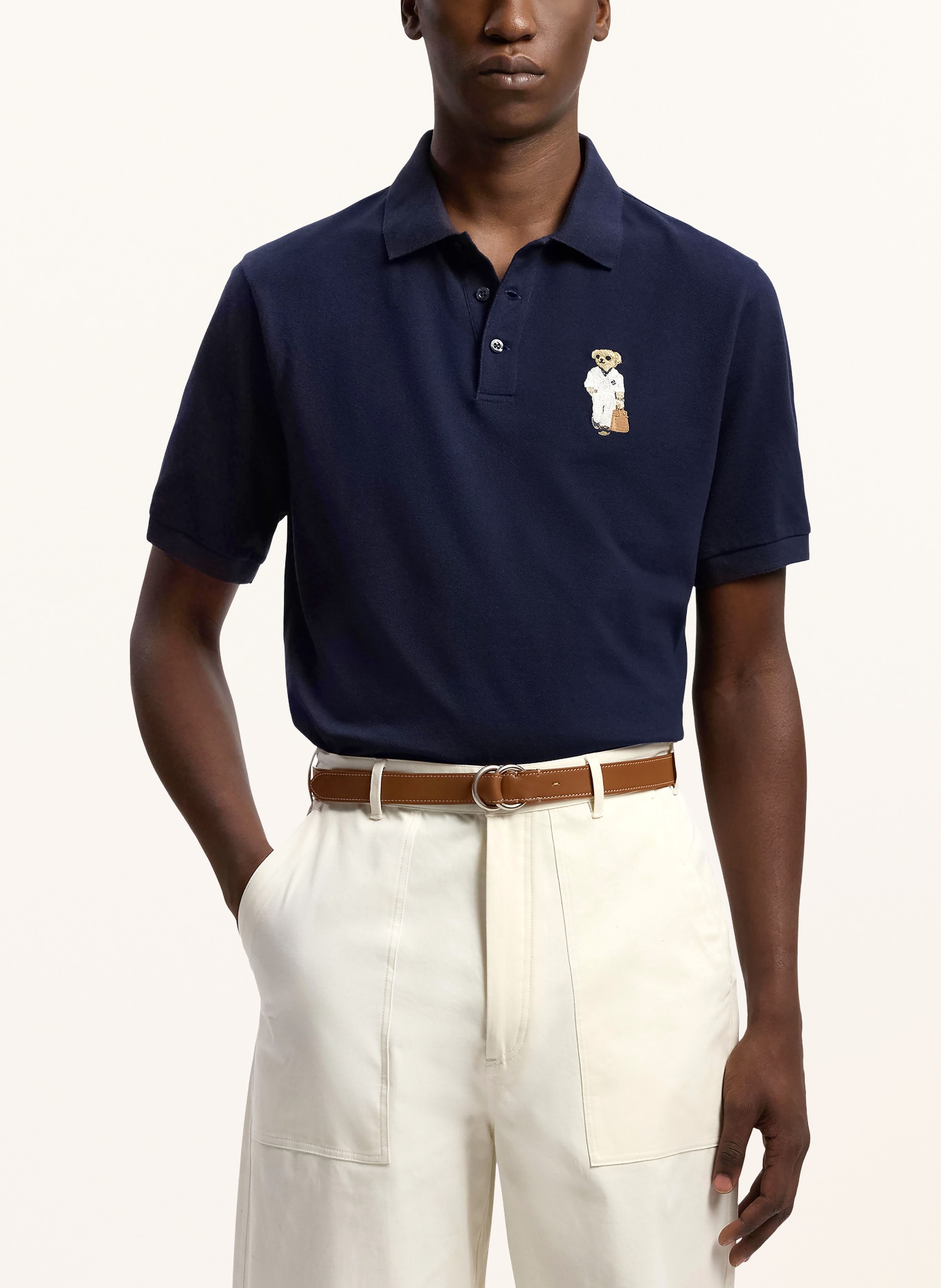 RALPH LAUREN PURPLE LABEL Piqué-poloshirt: DONKERBLAUW