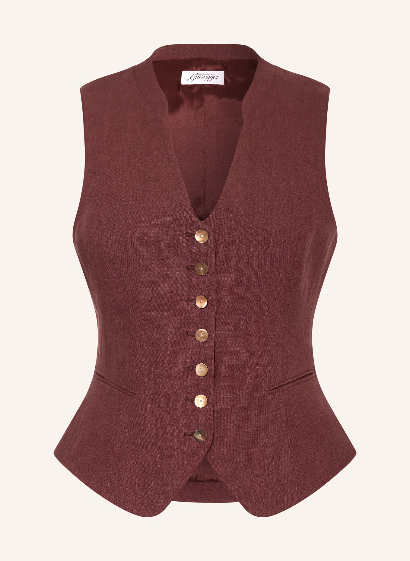 Grasegger Traditionele vest VERONIKA van linnen: DONKERROOD