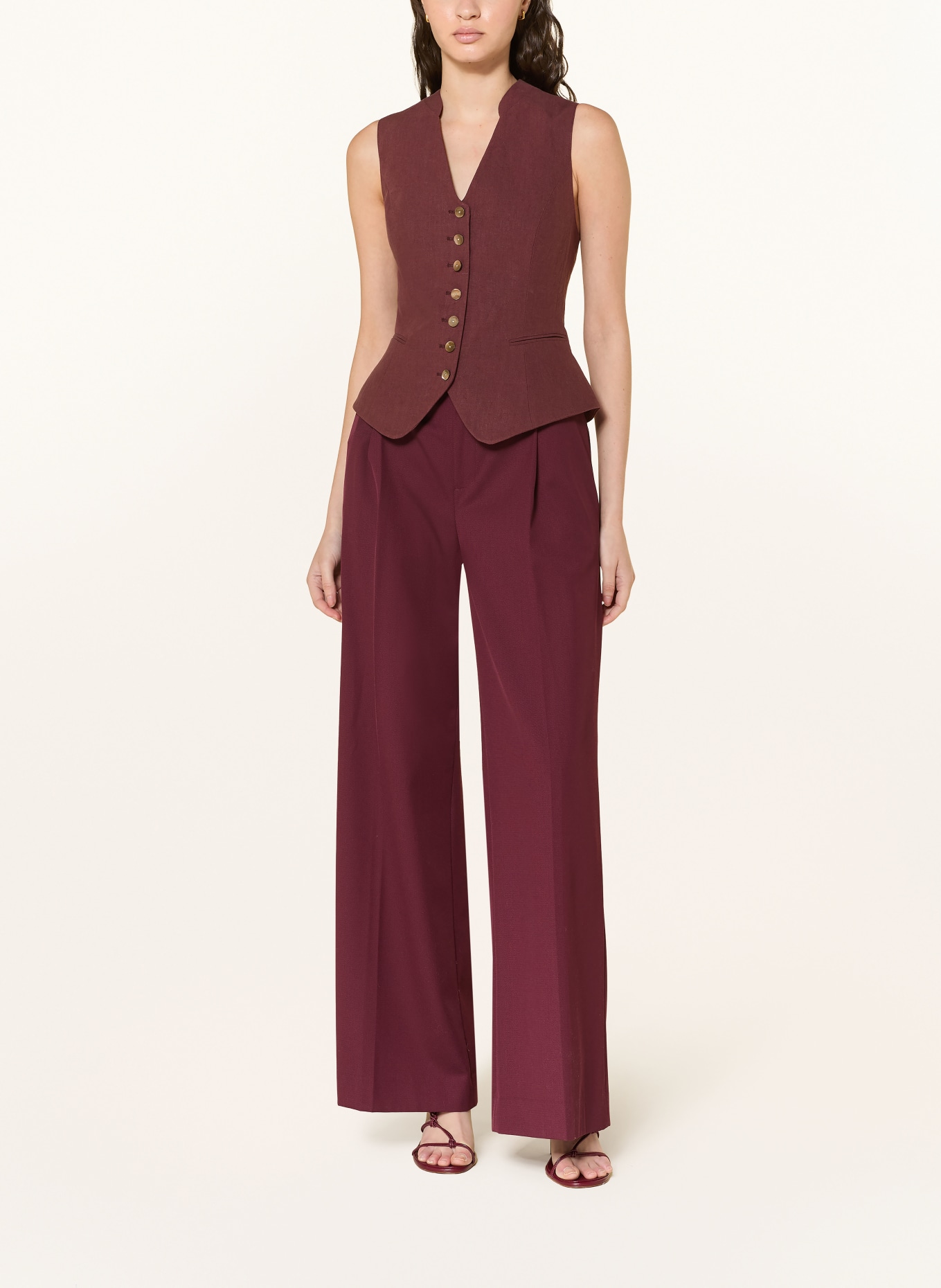 Grasegger Traditionele vest VERONIKA van linnen: DONKERROOD