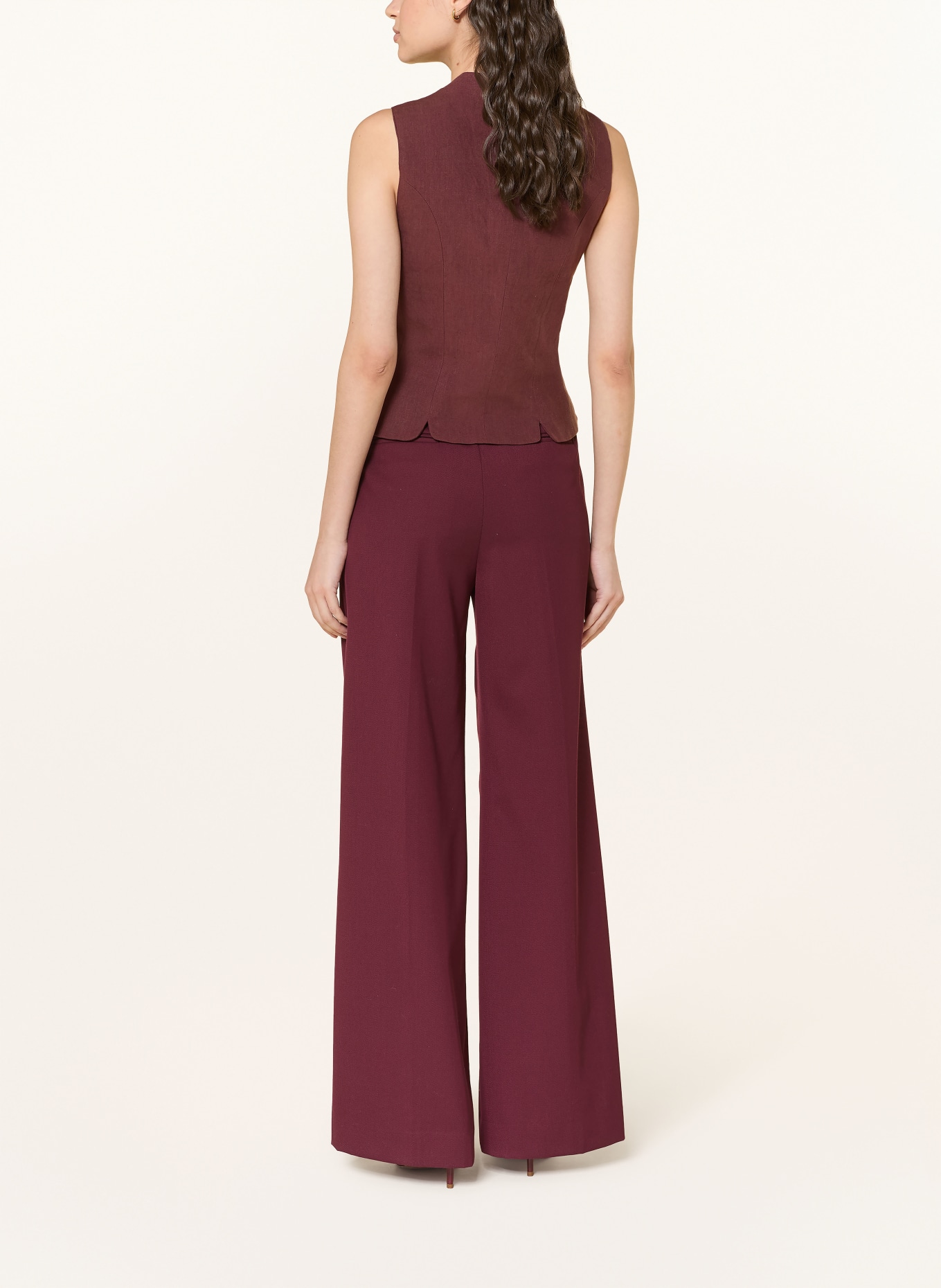 Grasegger Traditionele vest VERONIKA van linnen: DONKERROOD