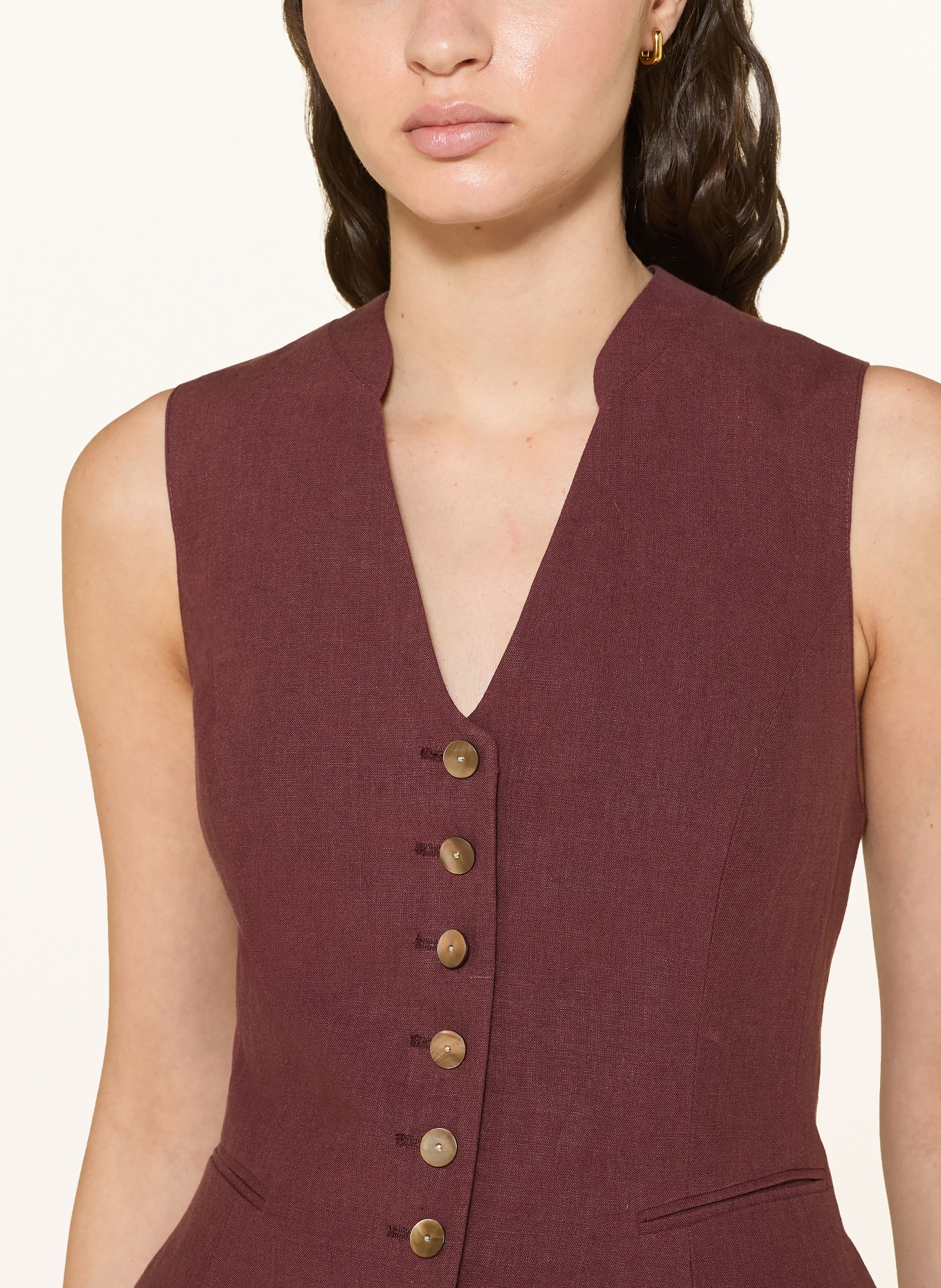 Grasegger Traditionele vest VERONIKA van linnen: DONKERROOD