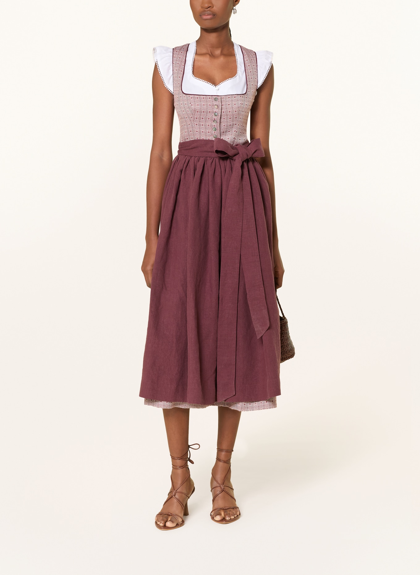 Grasegger Dirndl BRIANNA: DUNKELROT / WEISS
