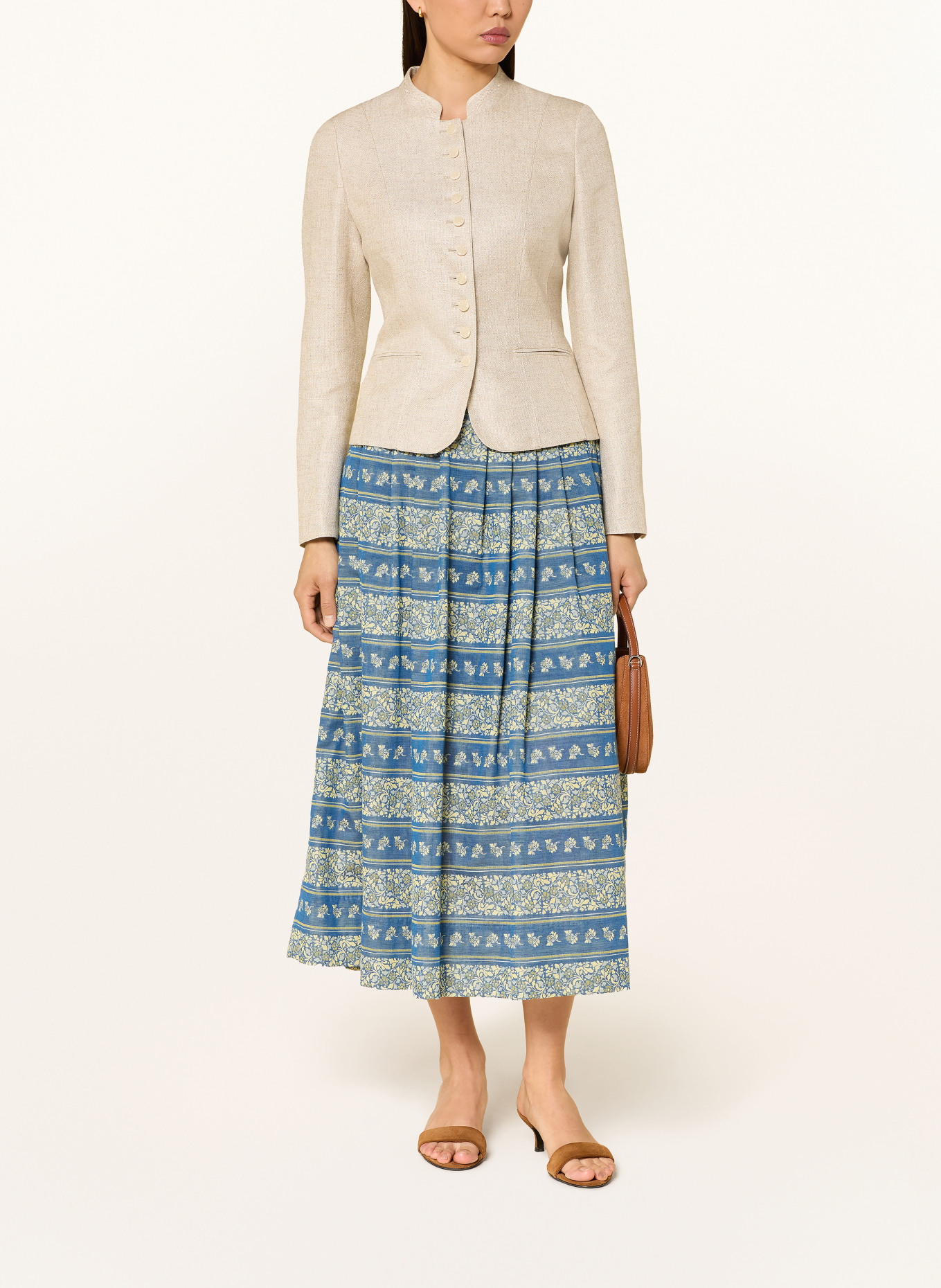 Grasegger Plooirok IDA: DONKERBLAUW / LICHTGROEN