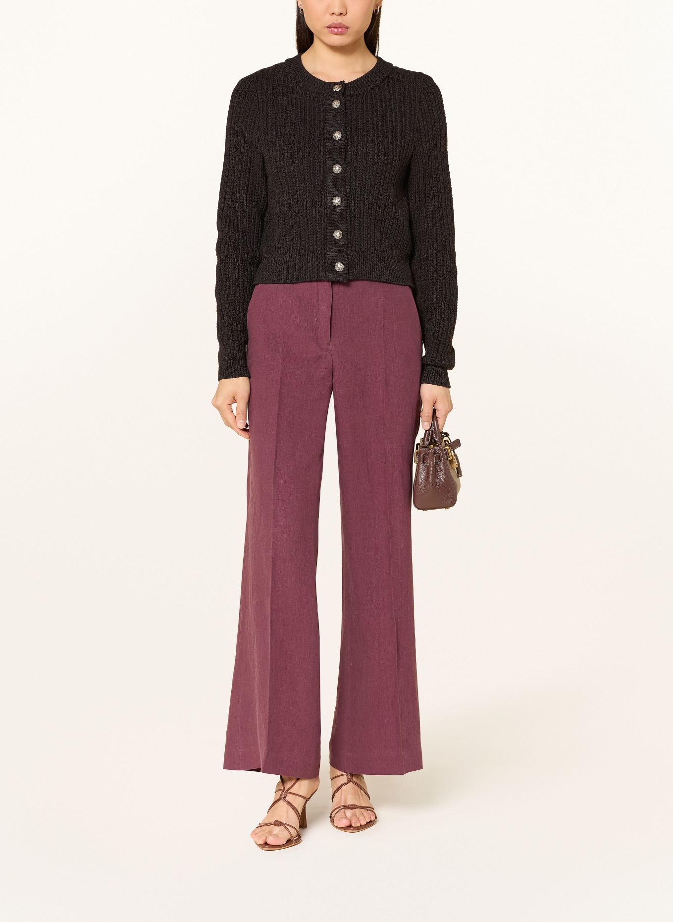 Grasegger Marlenehose GERTRUDE aus Leinen: DUNKELROT