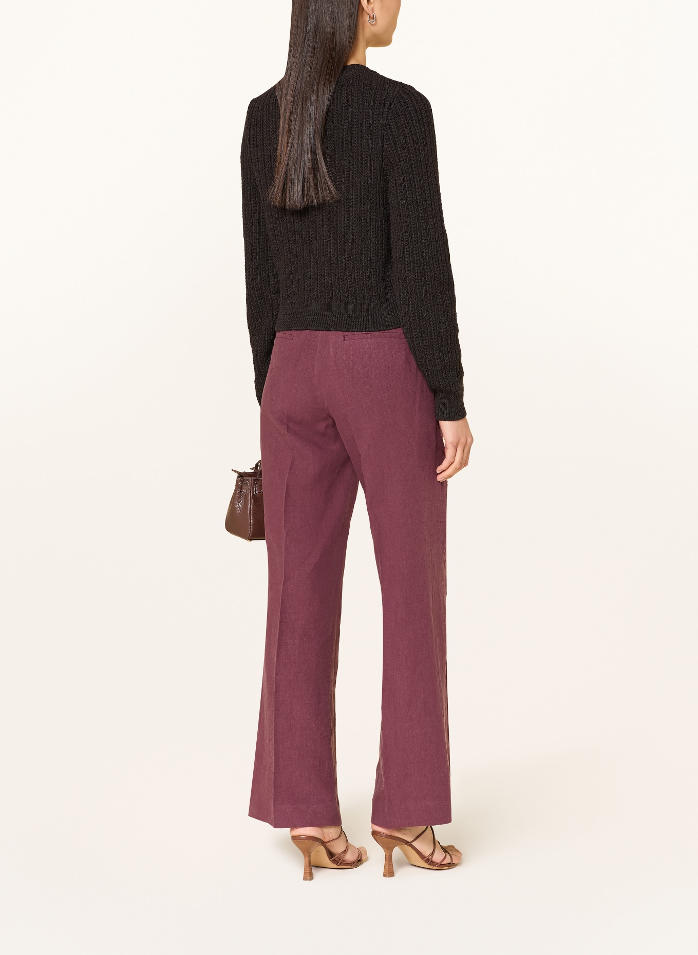 Grasegger Marlenehose GERTRUDE aus Leinen: DUNKELROT