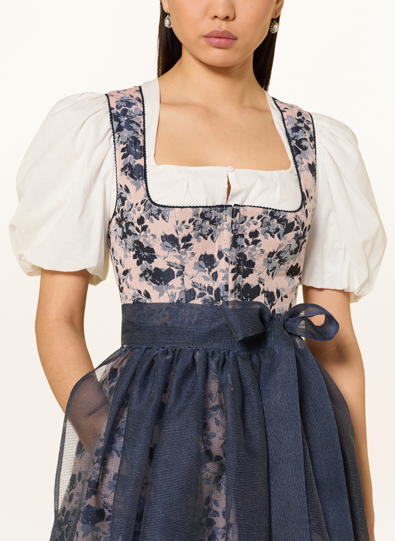 Grasegger Dirndl BRITTA: ROSÉ / BLEU FONCÉ / BLEU