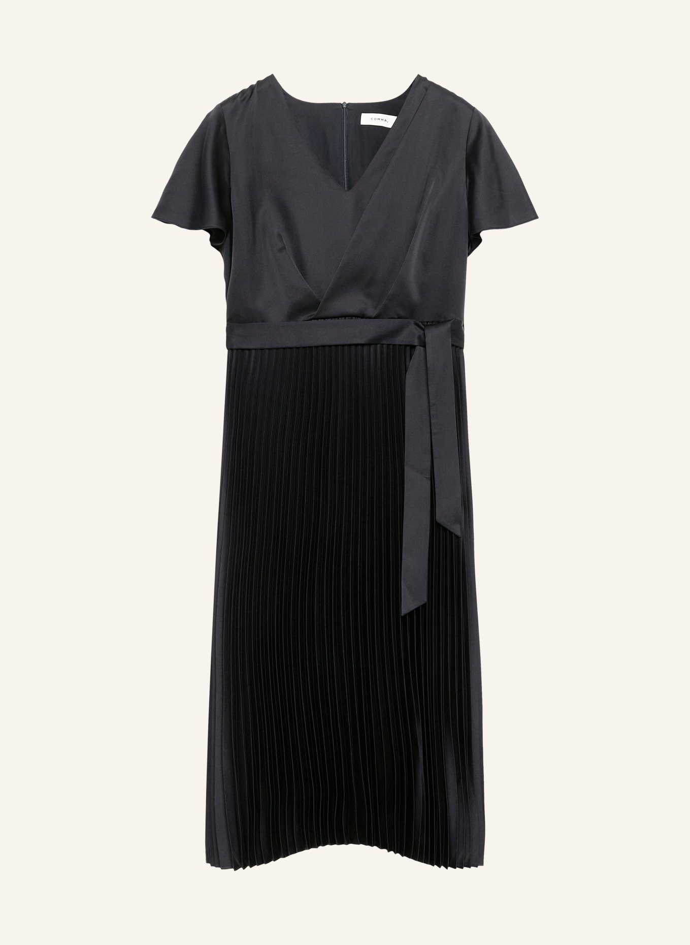 comma Satinkleid mit Plissees: DUNKELBLAU