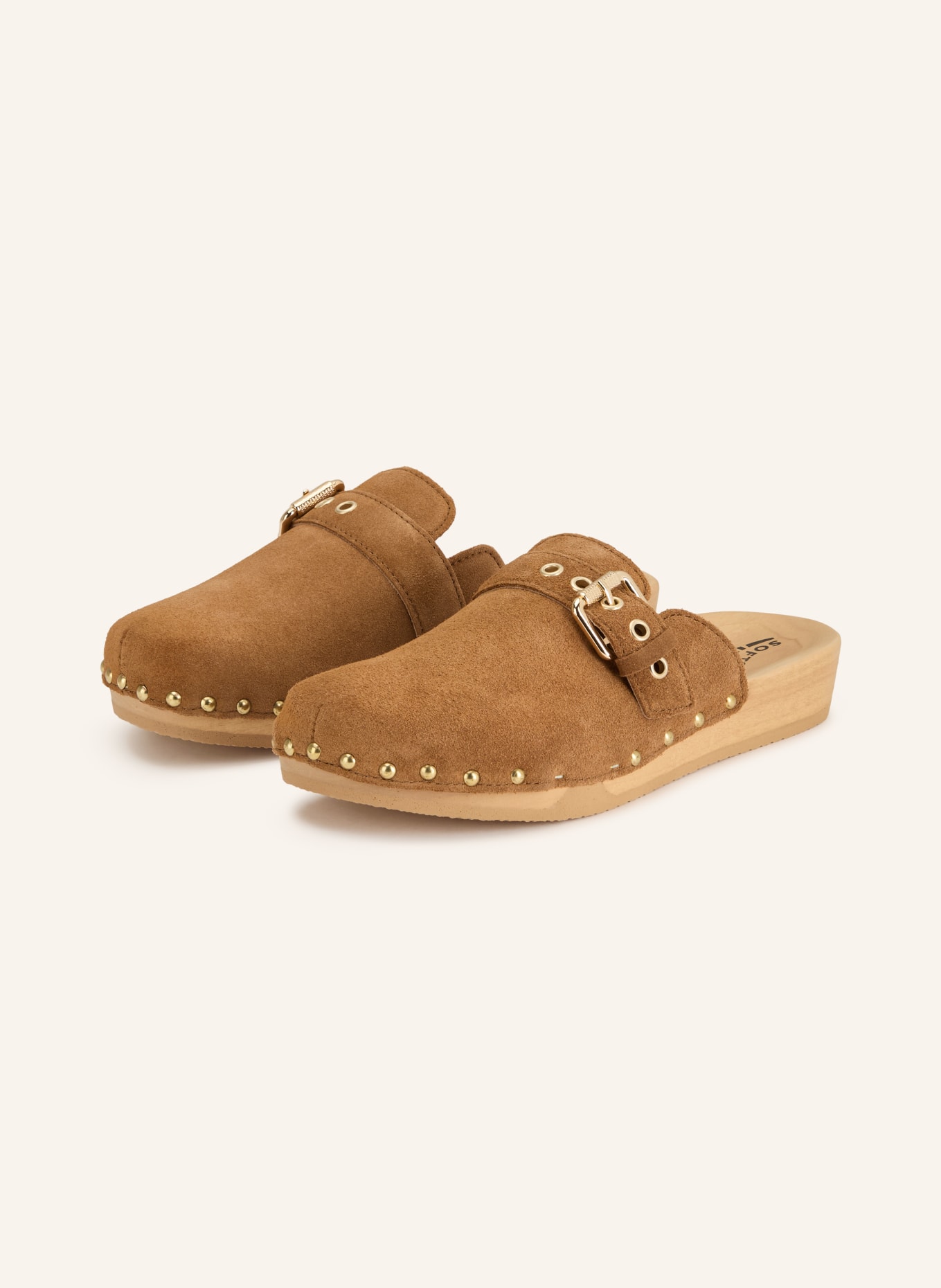 SOFTCLOX Clogs LESLIE mit Nieten: BRAUN / GOLD