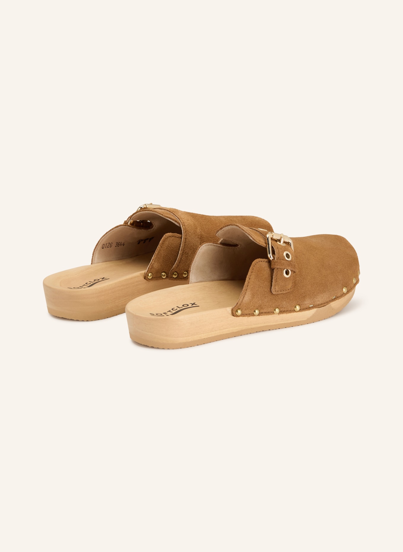 SOFTCLOX Clogs LESLIE mit Nieten: BRAUN / GOLD
