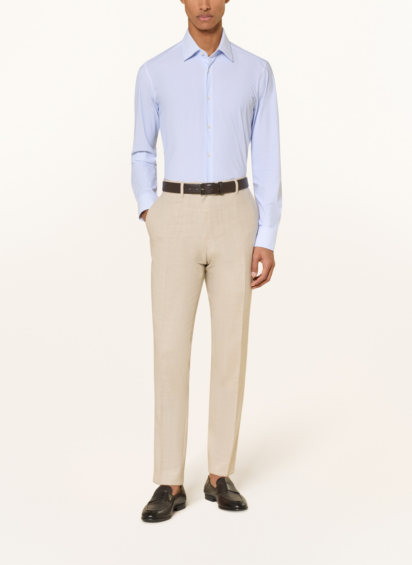 BOSS Overhemd HANK Slim Fit: BLAUW / WIT