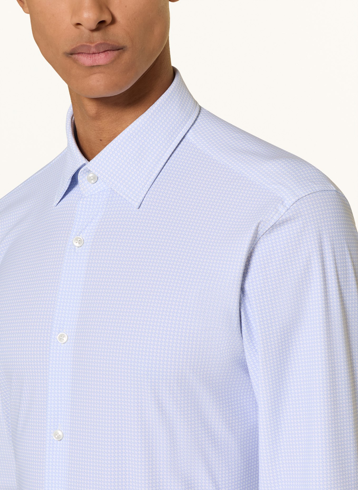 BOSS Overhemd HANK Slim Fit: BLAUW / WIT