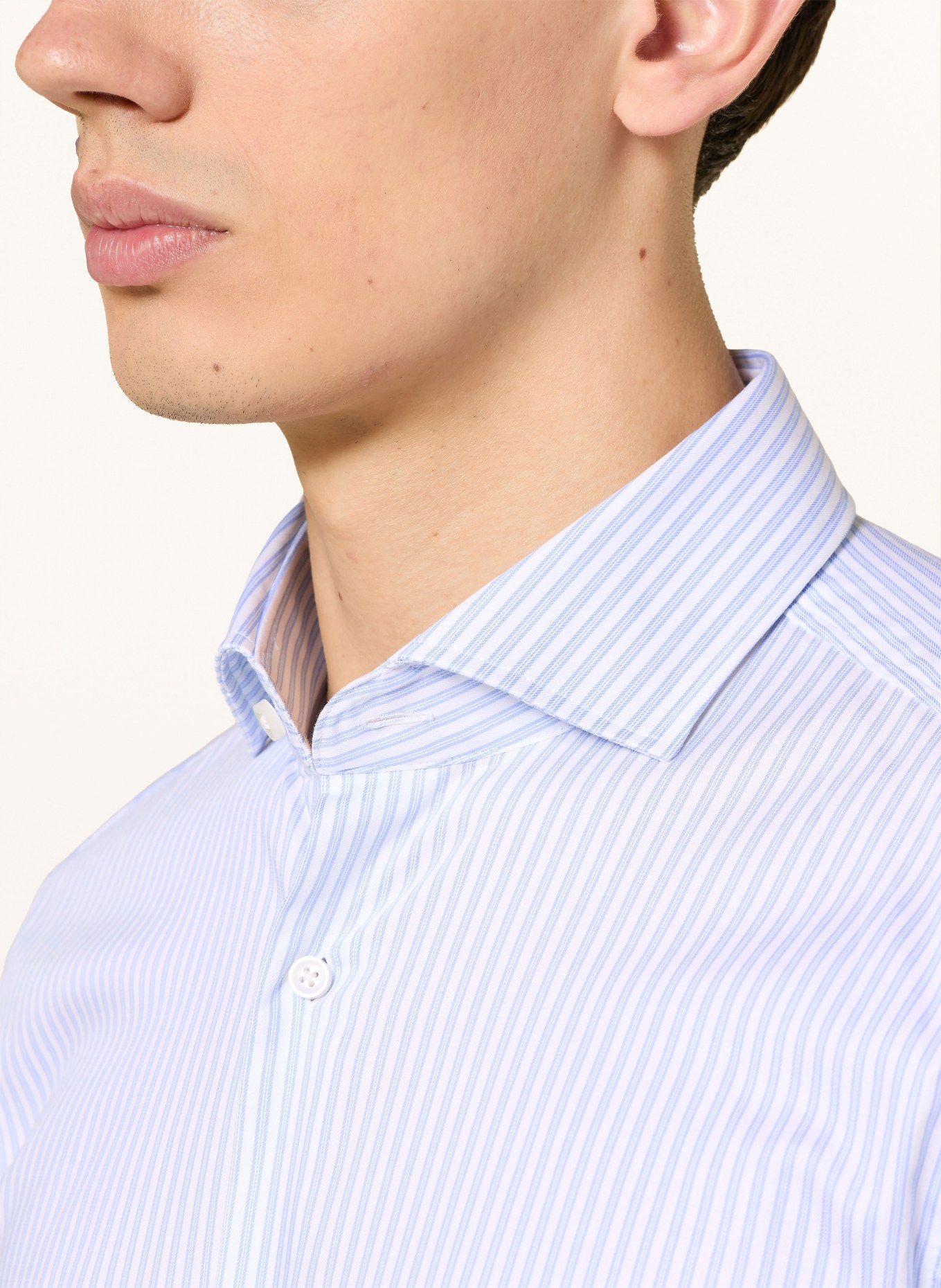 BOSS Overhemd HANK Slim Fit: LICHTBLAUW / WIT